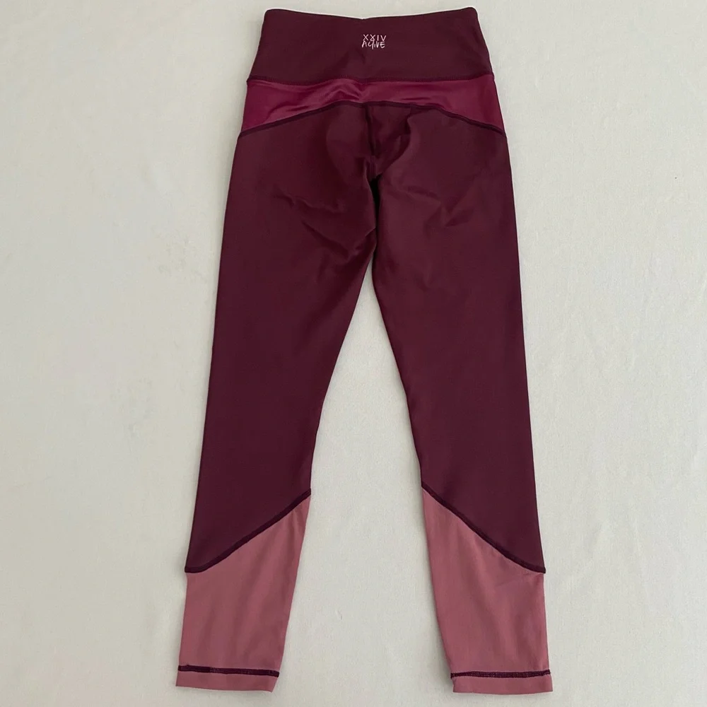 XXIV Active Womens Tempo Leggings XS 7/8 High Waisted Mesh Panels Gym Activewear